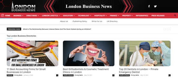 Nummer 8 London Business News tidningen