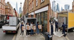mobile-storage-pods-being-delivered-outside-a-small-london-startup-office