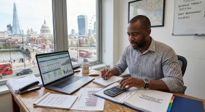 London-entrepreneur-carefully-planning-franchise-finances