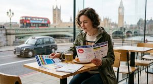 woman-checking-london-bus-and-tube-routes-and-travel-payment-options-for-trip